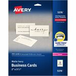Avery&reg; 2" x 3.5" Ivory Business Cards, Sure Feed? Technology, Laser, 250 Cards (5376)