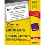 Avery&reg; Permanent Durable ID Labels, TrueBlock(R), 5" x 8-1/8" , Matte White, 100 Labels (6579)