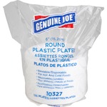 Genuine Joe Reusable Plastic White Plates