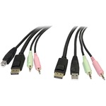 StarTech.com 6ft 4-in-1 USB DisplayPort KVM Switch Cable w/ Audio Andamp; Microphone