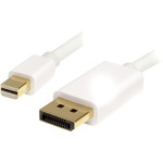 StarTech.com 1m 3 ft White Mini DisplayPort to DisplayPort 1.2 Adapter Cable M/M - DisplayPort 4k - DisplayPort for TV, Monitor, Projector, Audio/Video Device - 1m
