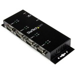 StarTech.com 4 Port USB to DB9 RS232 Serial Adapter Hub - Industrial DIN Rail and Wall Mountable