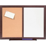 Lorell Dry-erase Mahogany Frame Cork Combo Boards