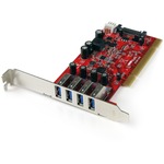 StarTech.com 4 Port PCI SuperSpeed USB 3.0 Adapter Card with SATA/SP4 Power - 4 Total USB Ports