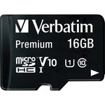 Verbatim 16GB Premium microSDHC Memory Card with Adapter, UHS-I V10 U1 Class 10