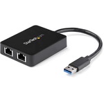 StarTech.com USB 3.0 to Dual Port Gigabit Ethernet Adapter NIC w/ USB Port - 2 x RJ-45 - Twisted Pair