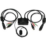 StarTech.com 2 Port USB HDMI Cable KVM Switch with Audio and Remote Switch - USB Powered - 2 Computers - 1 Local Users - 1920 x 1200 - 3 x USB - 2 x HDMI