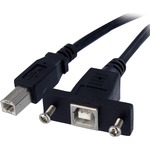 StarTech.com 3 ft Panel Mount USB Cable B to B - F/M - 1 x Type B Male USB - 1 x Type B Female USB