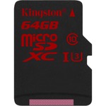 Kingston 64 GB microSDXC - Class 3/UHS-I - 90 MB/s Read - 80 MB/s Write - 1 Card/1 Pack