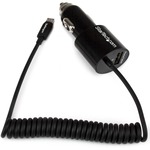 StarTech.com Black Dual Port Car Charger with Micro USB Cable and USB 2.0 Port
