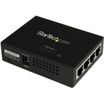 StarTech.com 4 Port Gigabit Midspan - PoEplus Injector - 802.3at and 802.3af - 52 V DC Output - Black
