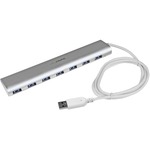 StarTech.com 7 Port Compact USB 3.0 Hub with Built-in Cable - Aluminum USB Hub - Silver - 7 Total USB Ports - 7 USB 3.0 Ports
