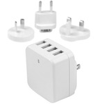 Star Tech.com Travel USB Wall Charger - 4 Port - White - Universal Travel Adapter - International Power Adapter - USB Charger