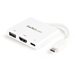 StarTech.com USB C Multiport Adapter with HDMI 4K Andamp; 1x USB 3.0 - PD - Mac Andamp; Windows - White USB Type C All in One Video Adapter - Expand the connectivity of your lap