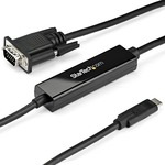StarTech.com 1m / 3 ft USB C to VGA Cable - USB Type C to VGA - 1920 x 1200 - Black - 3.3 ft. / 1 m USB C to VGA cable and adapter in one - 1920 x 1200 VGA cable - B