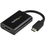 StarTech.com USB-C to HDMI 4K Adapter - 60W USB PD - USB Type C to HDMI - Black - 4K 60Hz - Thunderbolt 3 Compatible - CDP2HDUCP - USB-C video adapter charges laptop