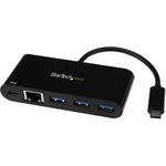 StarTech.com 3 Port USB C Hub with Gigabit Ethernet and Power Delivery - USB-C to 3x USB-A - USB 3.0 Hub - USB Port Expander - 3 Total USB Ports - 3 USB 3.0 Ports