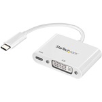StarTech.com USB-C to DVI Adapter with Power Delivery USB PD - USB Type C Adapter - 1920 x 1200 - White - Use this USB Type C adapter to output DVI video and charg