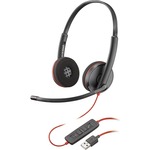 Plantronics Blackwire C3220 Wired Stereo Headset - Over-the-head - Supra-aural - Black - 20 Hz - 20 kHz - USB Type A