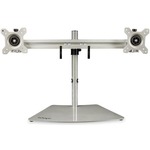 StarTech.com Dual-Monitor Stand - Horizontal - For up to 24inch VESA Mount Monitors - Silver - Adjustable Computer Monitor Stand for Desk - Steel Andamp; Aluminum - Up to 61