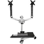 StarTech.com Wall Mount Workstation - Foldable Ergonomic Standing Desk - Height Adjustable Dual 30inch VESA Monitor Arm Andamp; Keyboard/Mouse Tray
