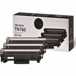 Premium Tone Laser Toner Cartridge - Alternative for Brother TN760 - Black - 3 / Pack