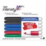 BIC Intensity Low Odor Dry Erase Markers, Assorted Colours, Chisel Tip, 6-Count Pack of Erasable Markers With Low-Odour Ink for a Pleasant Writing Experience