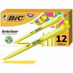 BIC Brite Liner Highlighters, Chisel Tip, 12-Count Pack of Yellow Highlighters, Ideal Highlighter Set for Organizing and colouring