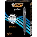 BIC Gel-ocity Original Black Gel Pens, Medium Point (0.7 mm), 24-Count Pack, Retractable Gel Pens With Comfortable Grip