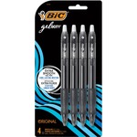 BIC Gel-ocity Original Black Gel Pens, Medium Point (0.7 mm), 4-Count Pack, Retractable Gel Pens With Comfortable Grip