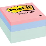 Post-it Notes Memo Cube, 3 in x 3 in, Seafoam Wave Colors