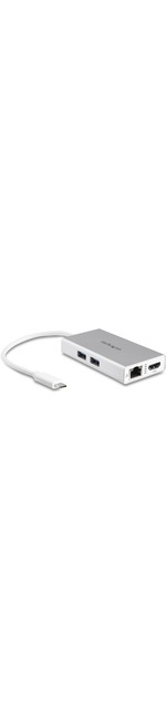 StarTech.com USB C Multiport Adapter - Aluminum - Power Delivery USB PD - USB C to Gigabit Ethernet / 4K HDMI / USB 3.0 Hub DKT30CHPDW - Power and charge your la