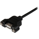 StarTech.com 1 ft Panel Mount USB Cable A to A - F/M - 1 x Type A Male USB - 1 x Type A Female USB - Black