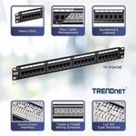 TRENDnet TC-P24C5E 24 Ports Network Patch Panel - 24 x RJ-45 - 24 x RJ-11