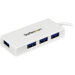 StarTech.com Portable 4 Port SuperSpeed Mini USB 3.0 Hub - White - 4 Total USB Ports - 4 USB 3.0 Ports