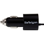 StarTech.com Black Dual Port Car Charger with Lightning Cable and USB 2.0 Port