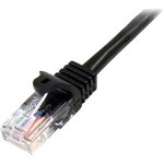 StarTech.com 0.5m Black Cat5e Patch Cable with Snagless RJ45 Connectors - Short Ethernet Cable - 0.5 m Cat 5e UTP Cable - First End: 1 x RJ-45 Male Network - Second
