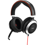 Jabra EVOLVE 80 UC Wired Over-the-head Stereo Headset - Black - Binaural - Circumaural - Noise Canceling - Mini-phone 3.5mm, USB Type C