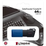 Kingston DataTraveler Exodia M DTXM 64 GB USB 3.2 Gen 1 Type A Flash Drive - Black, Blue - 1 Pack