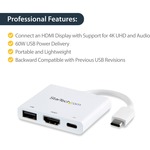 StarTech.com USB C Multiport Adapter with HDMI 4K Andamp; 1x USB 3.0 - PD - Mac Andamp; Windows - White USB Type C All in One Video Adapter - Expand the connectivity of your lap