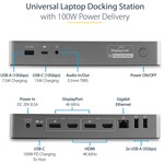 StarTech.com USB-C Andamp; USB-A Dock - Hybrid Universal Laptop Docking Station w/ 100W Power Delivery - Dual Monitor 4K 60Hz HDMI Andamp; DisplayPort - Universal Hybrid USB-A U