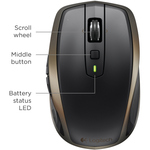 Logitech MX Anywhere 2 Wireless Mouse, Bluetooth or 2.4GHz Wireless Mouse with USB Unifying Receiver, 1000 DPI Any Surface Laser Tracking