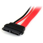 StarTech.com 6in Slimline SATA to SATA Adapter with Power - F/M - 1 x SATA - 1 x SATA - Red
