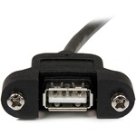 StarTech.com 2 ft Panel Mount USB Cable A to A - F/M - 1 x Type A Male USB - 1 x Type A Female USB