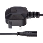 StarTech.com 1m Laptop Power Cord 2 Slot for UK - BS-1363 to C7 Power Cable Lead for Notebook