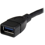 StarTech.com 6in Black USB 3.0 Extension Adapter Cable A to A - M/F - 1 x Type A Male USB - 1 x Type A Female USB
