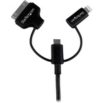 StarTech.com 1m Lightning or 30-pin Dock or Micro-USB to USB Cable Black