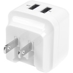 StarTech.com White Dual Port USB Wall Charger - High Power 17 Watt / 3.4 Amp - Travel Charger International