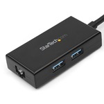 StarTech.com USB 3.0 to Gigabit Network Adapter with Built-In 2-Port USB Hub - USB 3.0 - 3 Ports - Twisted