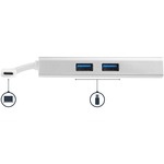 StarTech.com USB C Multiport Adapter - Aluminum - Power Delivery USB PD - USB C to Gigabit Ethernet / 4K HDMI / USB 3.0 Hub DKT30CHPDW - Power and charge your la